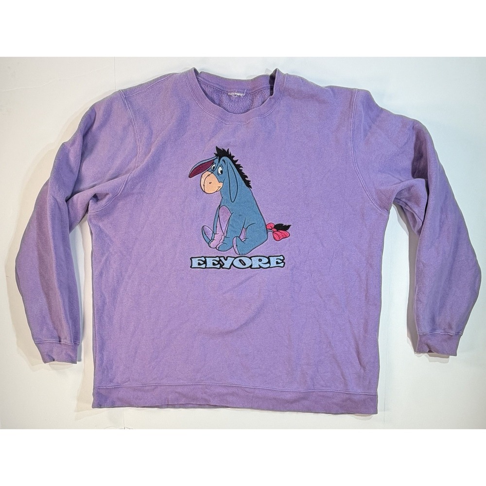 Disney Eeyore Crewneck Sweatshirt Purple Winnie Pooh Graphic Womens L